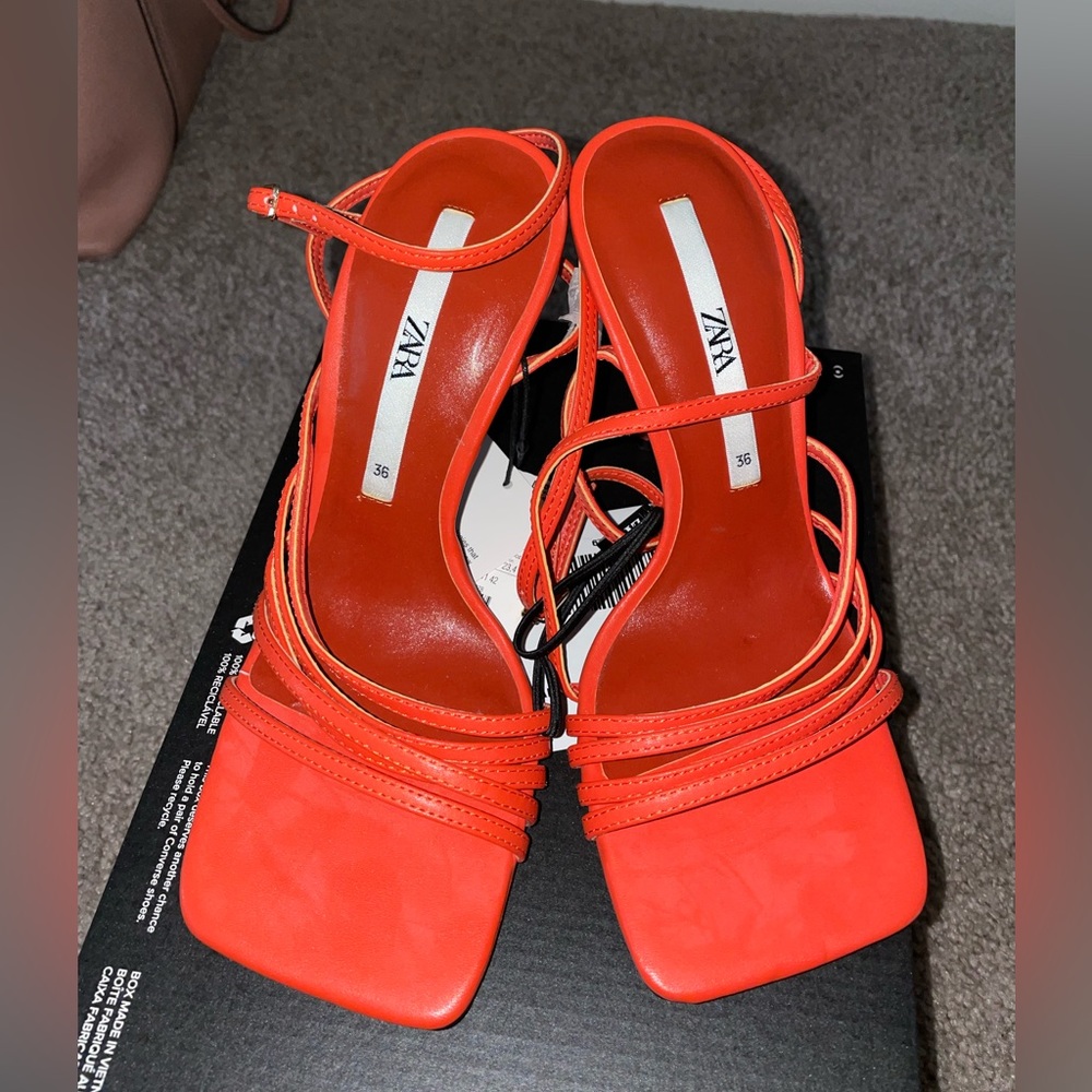 Coral Red Zara high heels